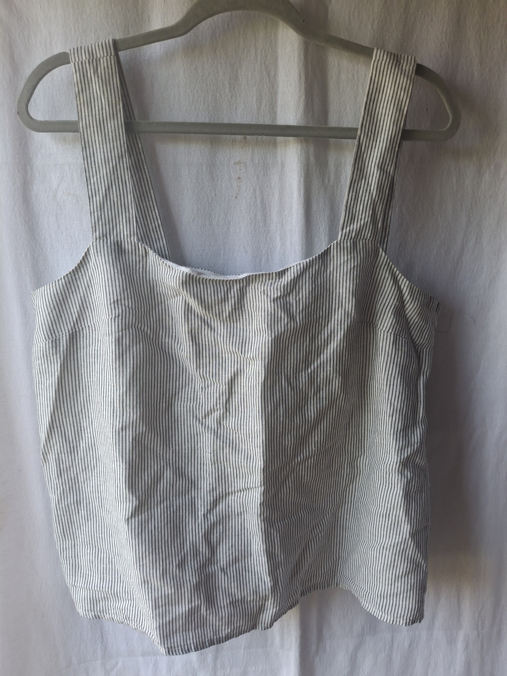 J. Crew White and Black Pinstripe Square-Neck Tank
